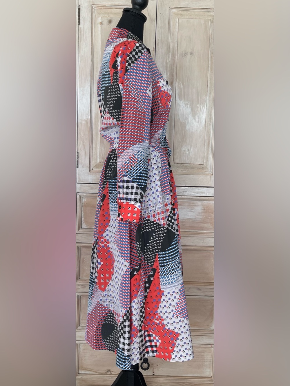 Vintage Louis Féraud at Rembrandt Bold Geometric Dress UK 12 Made in England - Picture 4 of 7
